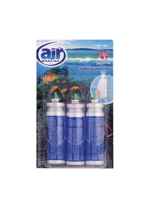 Baie, tomil | Rezerve pulverizator 3in1 air menline aqua world, 3x15 ml, set | 1001cosmetice.ro