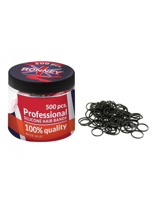 Ronney professional set 500 elastice din silcon culoare negru 1 - 1001cosmetice.ro