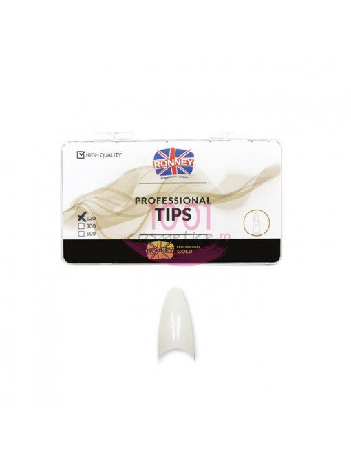 Unghii false | Ronney professional tips cream almond shape 500 bucati | 1001cosmetice.ro