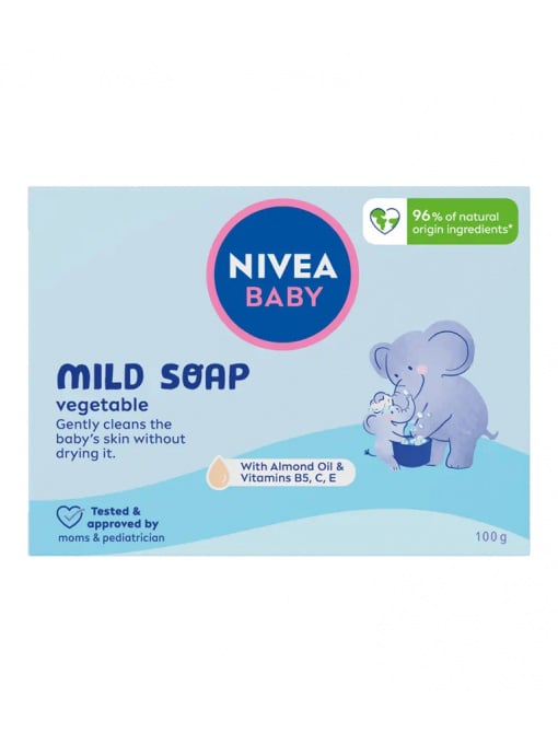Sapun Mild Soap, cu Almond Oil, vitamina B5, C, E, Nivea Baby, 100 g