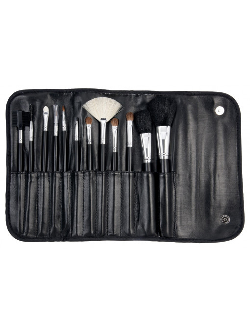 Set Pensule Machiaj 12 Bucati BR‑23 cu husa neagra LIONESSE