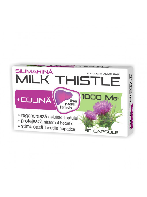 Afectiuni, zdrovit | Silimarina milk thistle + colina 1000 mg pachet 30 capsule, zdrovit | 1001cosmetice.ro