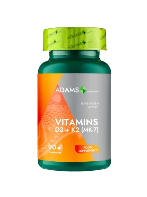Produse bio | Suplimente vitamina d3 + k2 (mk-7) adams, 90 capsule | 1001cosmetice.ro