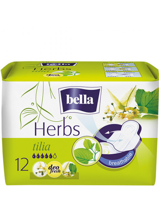 Igiena intima | Absorbante herbs cu extract de floare de tei, sensitive deo fresh, bella 12 bucati | 1001cosmetice.ro