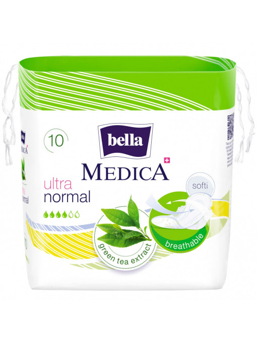 Absorbante ultra normal Medica cu extract de ceai verde, Bella, 10 bucati