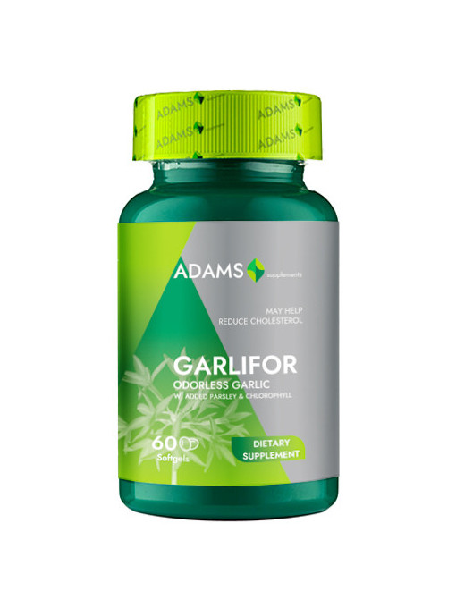 Suplimente &amp; produse bio | Adams supplements garlifor complex de usturoi fara miros 500 mg cutie 60 capsule moi | 1001cosmetice.ro