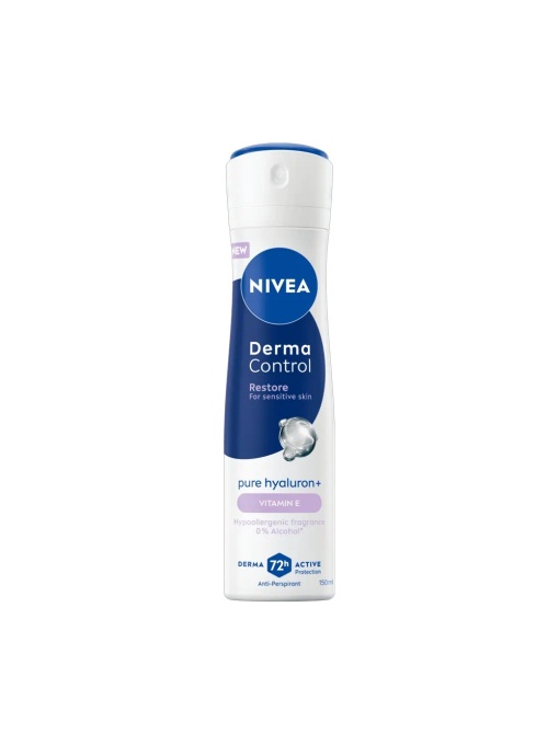 Spray &amp; stick dama | Antiperspirant 72h derma control restore sensitive skin 0% alcool, nivea, 150 ml | 1001cosmetice.ro