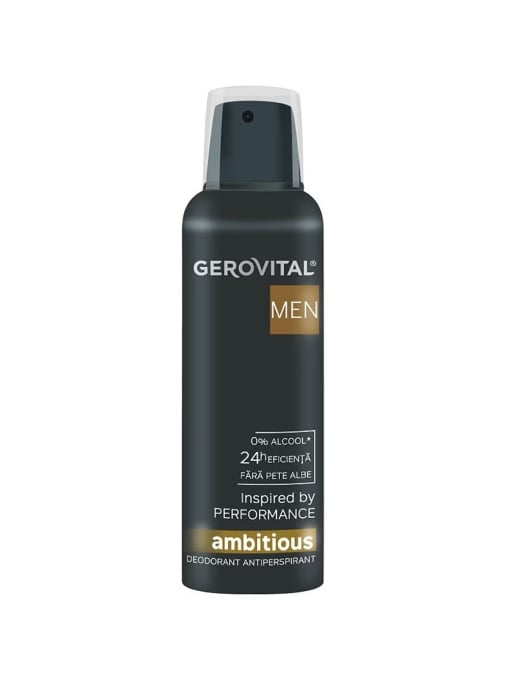 Spray &amp; stick barbati, gerovital | Antiperspirant spray 0% alcool, fara pete albe, ambitious, gerovital men, 150 ml | 1001cosmetice.ro