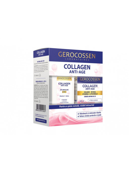 Ape micelare, gerocossen | Caseta cadou collagen anti age - crema antirid de zi + apa micelara gerocossen | 1001cosmetice.ro