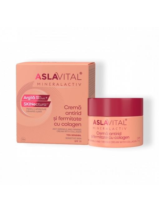 Crema Antirid si Fermitate cu Colagen SPF 15 pentru Ten Sensibil Aslavital Gerovital, 50 ml