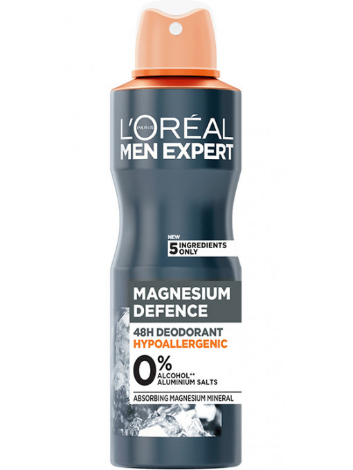 Deodorant Magnesium Defense hipoalergenic 0% alcool, Loreal Men Expert, 150ml