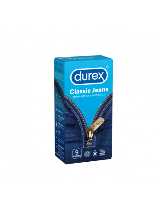 Igiena intima, produs: prezervative | Durex classic jeans prezervative set 9 bucati | 1001cosmetice.ro