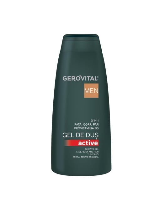 Gel de dus | Gel de dus 3 in 1, fata, corp si par, active, gerovital men, 400 ml | 1001cosmetice.ro