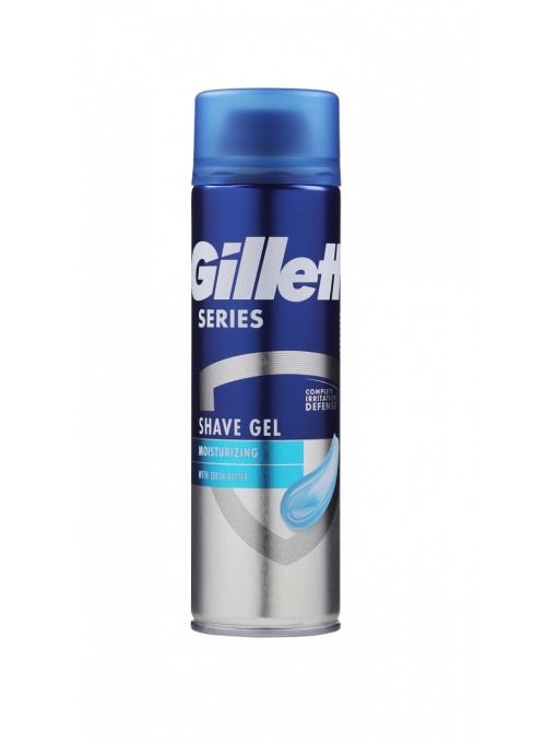 Gel de ras cu unt de cacao, Gillette Series Moisturizing, 200 ml