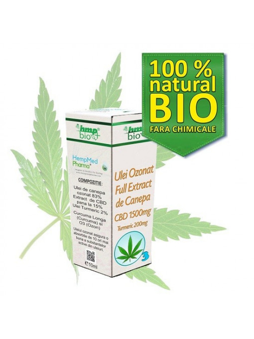 Suplimente &amp; produse bio, hempmed pharma | Hempmed pharma ulei ozonat full extract de canepa cbd 1500 mg si turmeric 200 mg | 1001cosmetice.ro