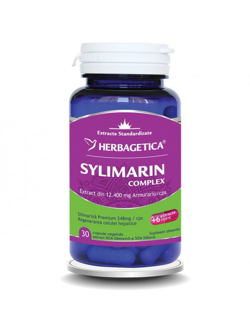 Herbagetica suplimente alimentare sylimarin complex 30 de capsule 1 - 1001cosmetice.ro