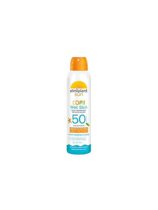 Lotiune Spray protectie solara pentru copii, Wet Skin FPS 50+, Elmiplant Sun, 150 ml