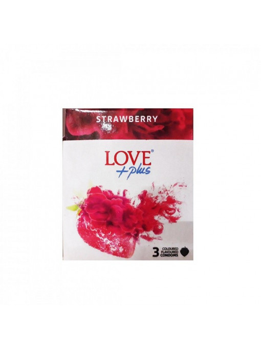 Igiena intima | Love +plus straweberry prezervative set 3 bucati | 1001cosmetice.ro