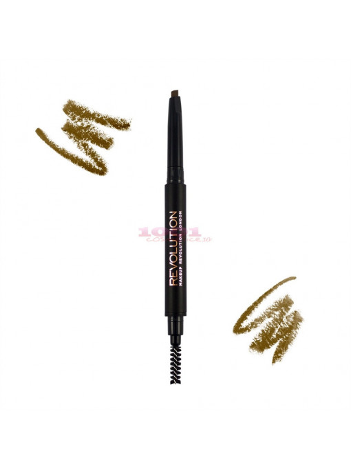 Makeup revolution london duo brow creion retractabil + perie pentru sprancene light brown 1 - 1001cosmetice.ro