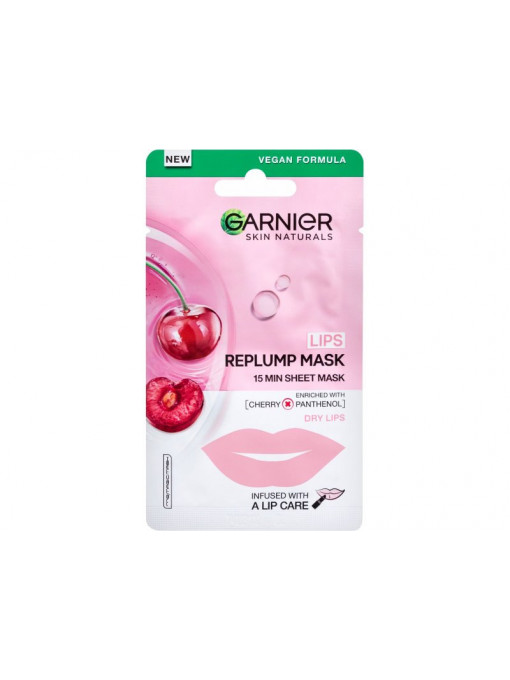 Garnier | Masca ingrijire si volum buze, replump mask, cu extract de cirese si pantenol, garnier, 5g | 1001cosmetice.ro