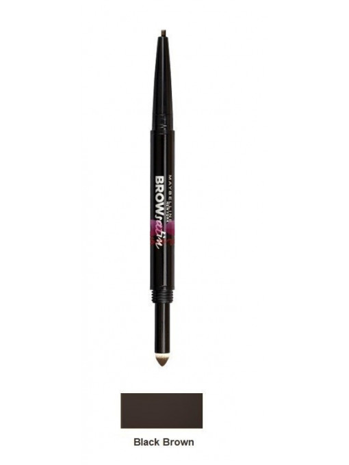 Maybelline brow satin creion 2 capete pentru sprancene black brown 1 - 1001cosmetice.ro