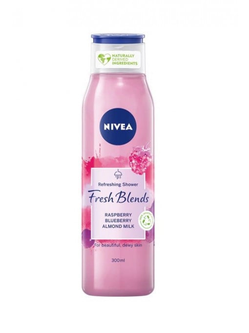 Baie &amp; spa, nivea | Nivea fresh blender gel de dus cu zmeura afine rosu si lapte de migdale | 1001cosmetice.ro