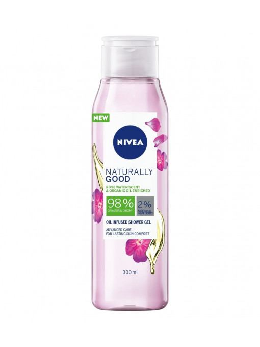 Corp | Nivea naturally good oil infused gel de dus cu apa de trandafir salbatic si ulei de argan bio | 1001cosmetice.ro