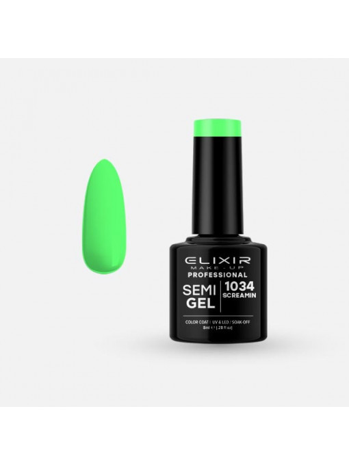 Unghii, elixir | Oja semipermanenta semi gel elixir makeup professional 1034, 8 ml | 1001cosmetice.ro
