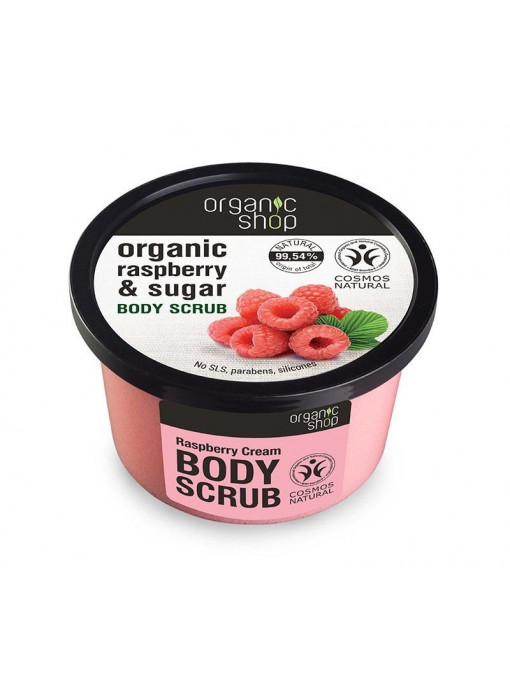 Gel de dus, organic shop | Organic shop raspberry sugar body scrub | 1001cosmetice.ro