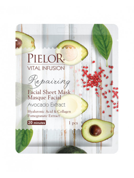 Gel & masca de curatare | Pielor vital infusion deep clean masca de fata textila reparatoare cu avocado si rodie | 1001cosmetice.ro
