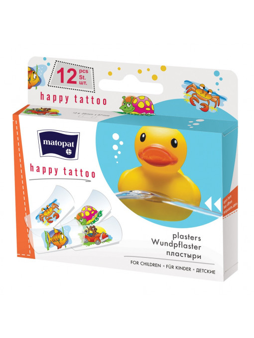 Copii | Plasturi pentru copii rezistenti la apa happy tattoo, bella matopat, 12 bucati | 1001cosmetice.ro