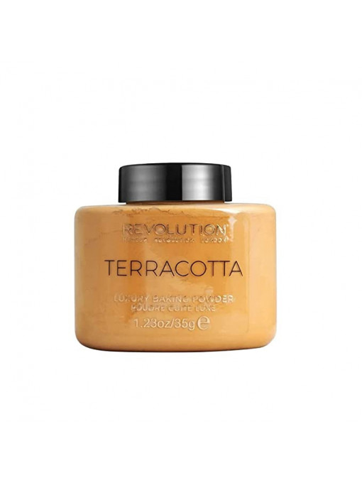 Pudra pulbere matifianta pentru fixarea machiajului, Baking Loose Powder Makeup Revolution, Terracota, 35 g