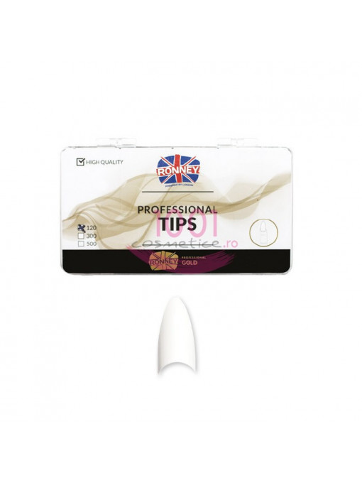 Unghii, ronney | Ronney professional tips white almond shape 500 bucati | 1001cosmetice.ro