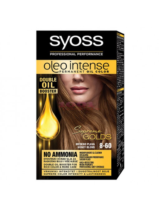 Syoss oleo intense permanent oil color vopsea de par fara amoniac honey blond 8-60 1 - 1001cosmetice.ro