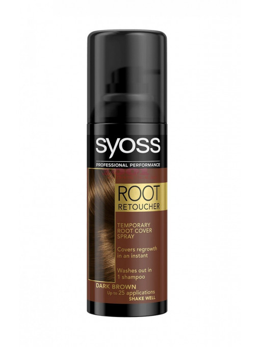Syoss root retoucher spray pentru vopsirea temporara a radacinilor parului culoarea dark brown 1 - 1001cosmetice.ro