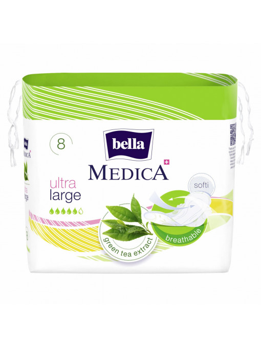 Absorbante ultra large Medica cu extract de ceai verde, Bella, 8 bucati