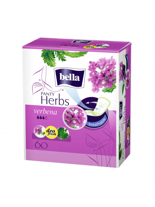 Absorbante zilnice Herbs Normal cu extract de Verbina, sensitive deo fresh, Bella 60 bucati