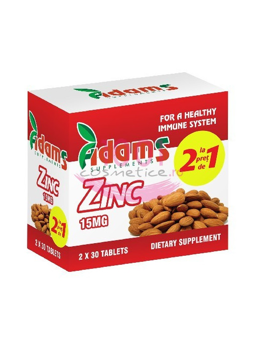 Afectiuni, adams | Adams supplements zinc 15 mg pachet 1+1 gratis | 1001cosmetice.ro