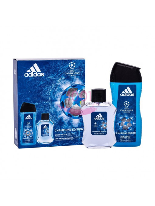 Adidas chamion league edt 100 ml + gel de dus 250 ml set 1 - 1001cosmetice.ro