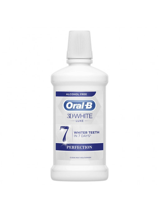 Igiena orala | Apa de gură cu efect de albire, 3d white luxe, oral-b, 500 ml | 1001cosmetice.ro