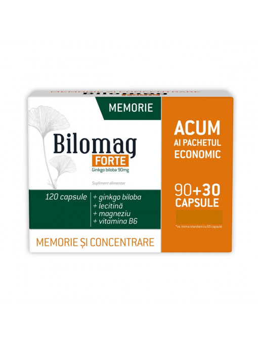 Vitamine &amp; suplimente | Bilomag forte memorie si concentrare pachet 90+30 capsule | 1001cosmetice.ro