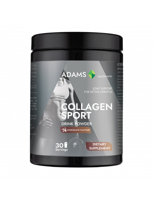 Suplimente & produse bio | Collagen sport, pulbere, cu aroma de ciocolata, adams, 600 g | 1001cosmetice.ro