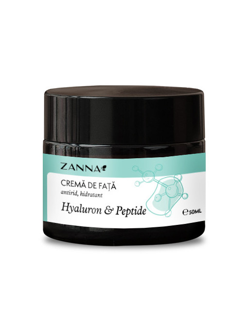 Crema de fata hidratanta si antirid cu acid hialuronic si peptide, Zanna, 50 ml