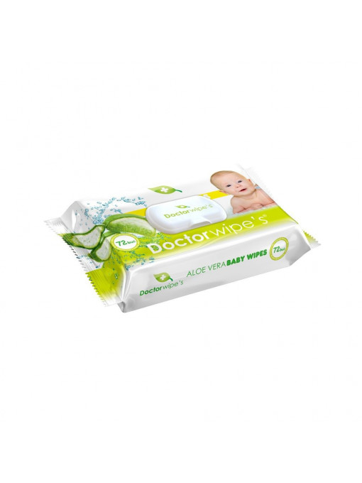 DOCTOR WIPES ALOE VERA SERVETELE UMEDE COPII 72 BUC. CU CAPAC