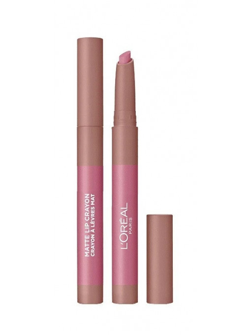 Ruj &amp; gloss, loreal | Loreal matte lip crayon ruj de buze mat caramel blondie 102 | 1001cosmetice.ro