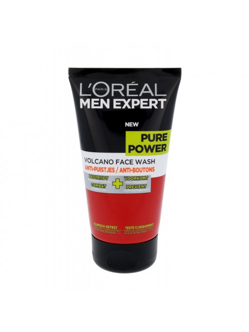 Gel &amp; masca de curatare, loreal | Loreal men expert pure power volcano face wash gel anti-impuritati | 1001cosmetice.ro