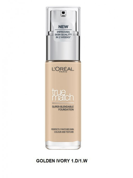 Fond de ten, loreal | Loreal true match super-blendable fond de ten golden ivory 1.d/1.w | 1001cosmetice.ro