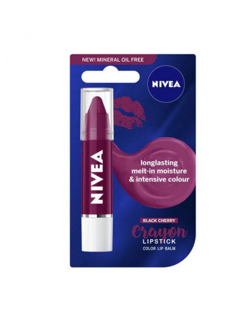 Nivea colour crayon lipstick balsam de buze black cherry 1 - 1001cosmetice.ro
