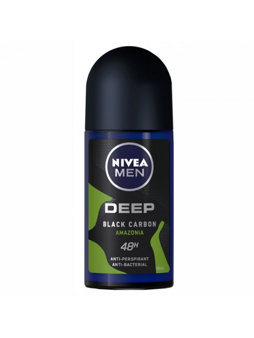 Spray &amp; stick barbati, model: roll on | Nivea men deep black carbon amazonia antiperspirant roll on barbati | 1001cosmetice.ro