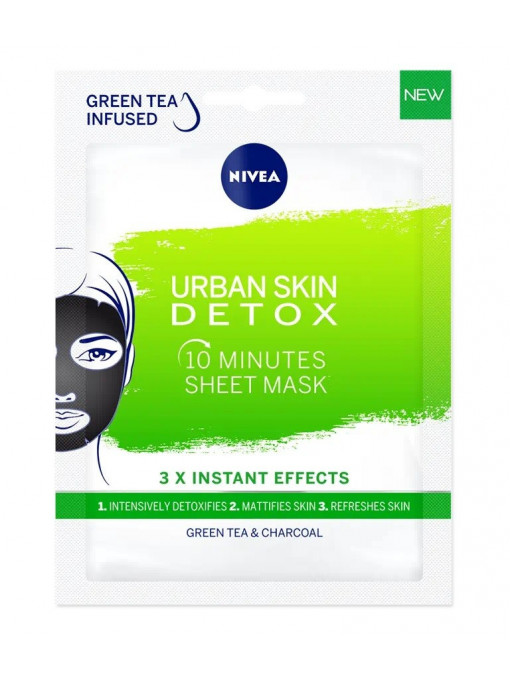 Gel &amp; masca de curatare | Nivea urban skin detox masca de fata tip servetel | 1001cosmetice.ro